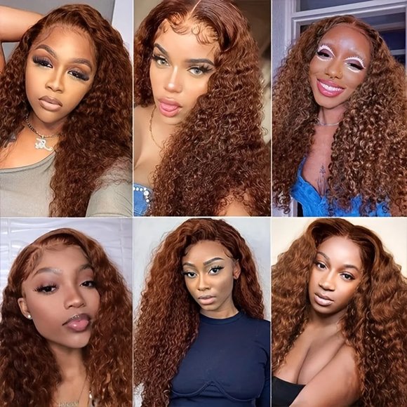 180% Chocolate Brown 13×4 Lace Front Deep Wave Curly Lace Front Human Hair Wig - Picture 7 of 7